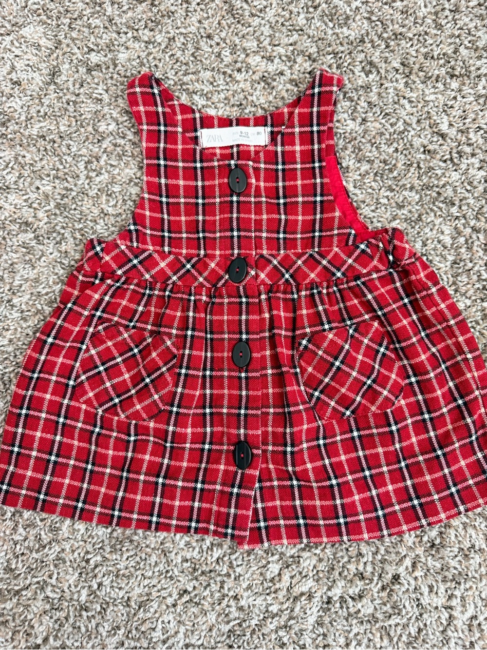 Zara Red Black White Plaid Button Dress